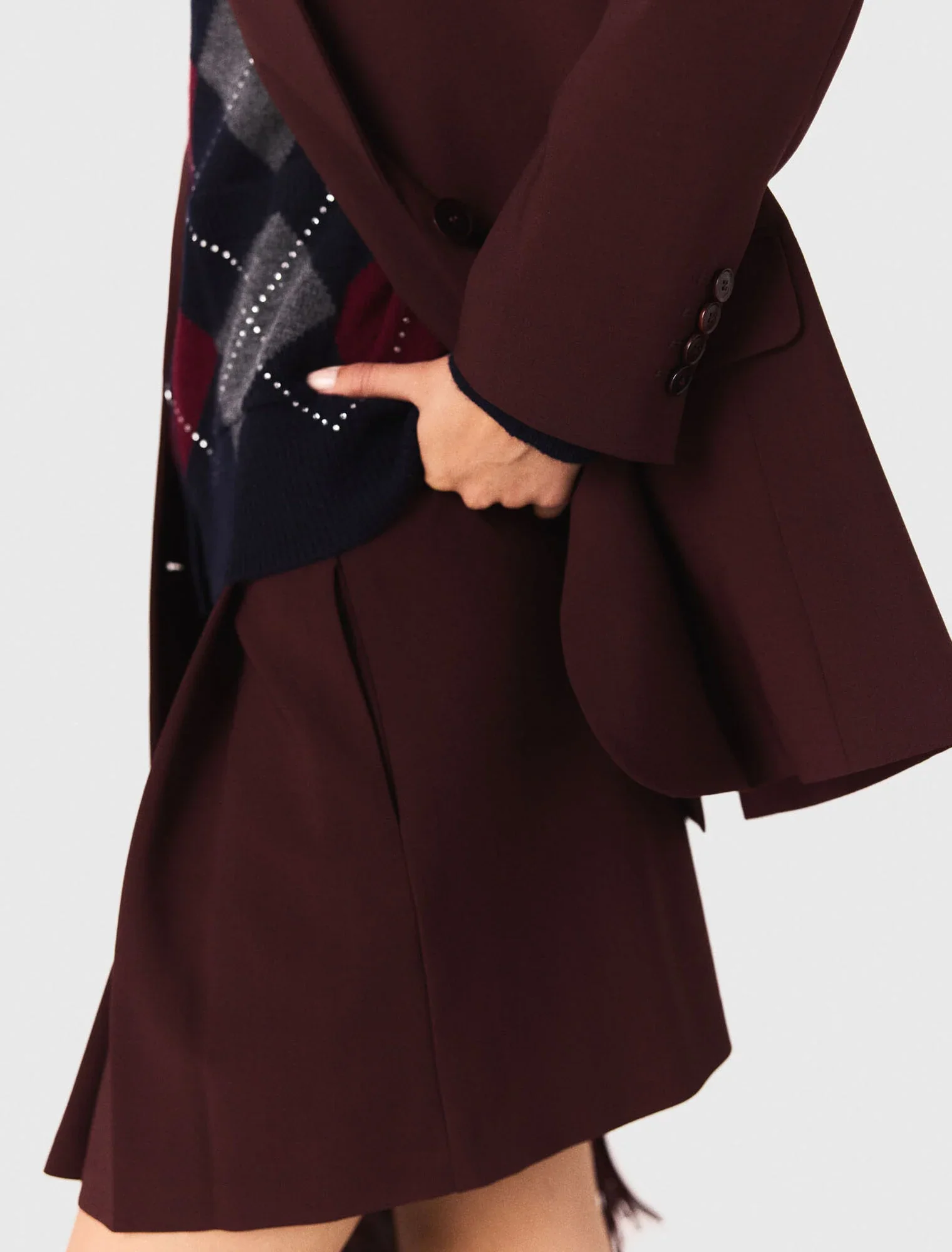 Belted suit jacket Burgundy - Image 5