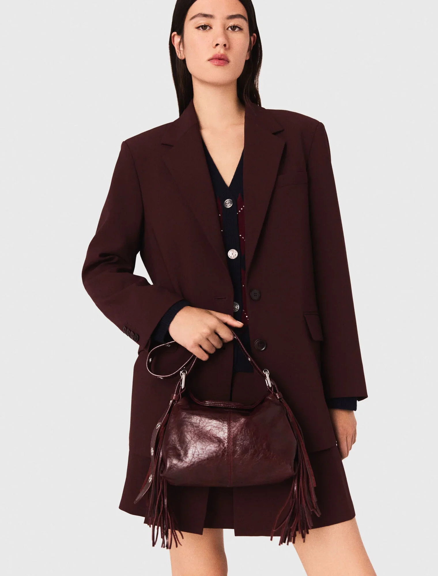 Belted suit jacket Burgundy - Image 6