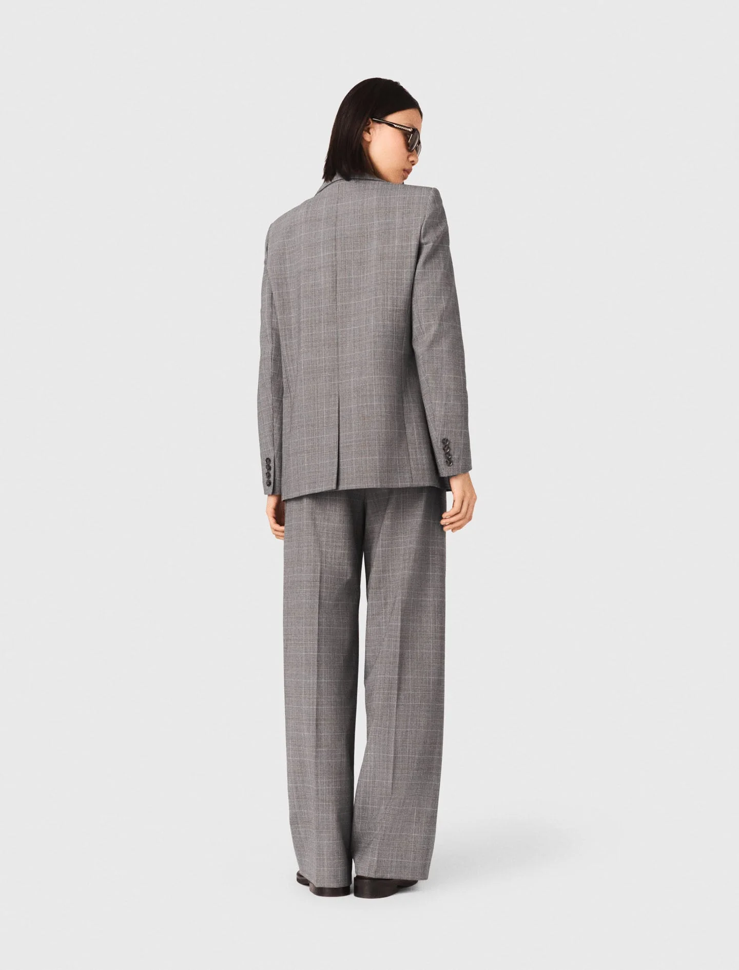 Checked Suit Jacket Grey - Image 3