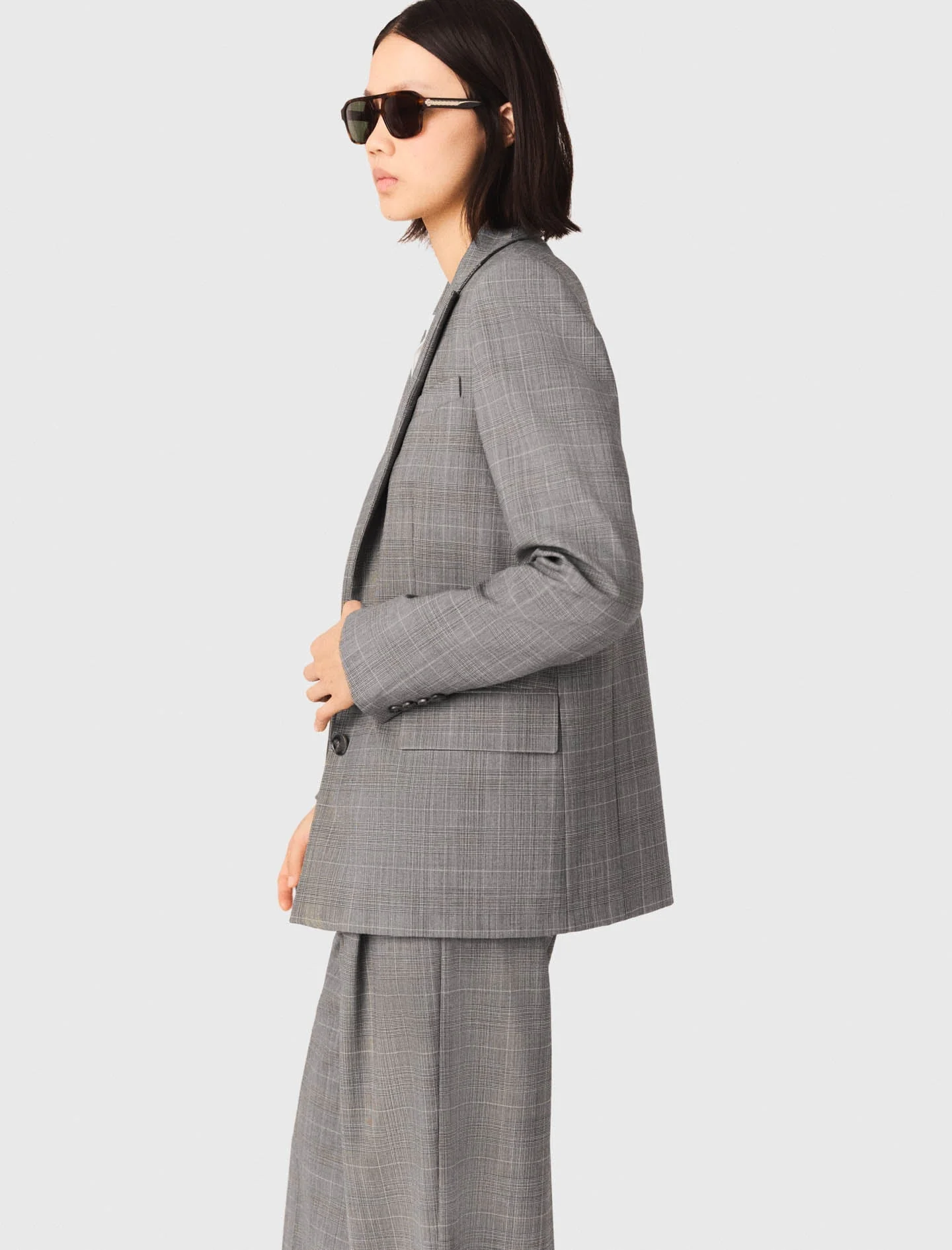 Checked Suit Jacket Grey - Image 4