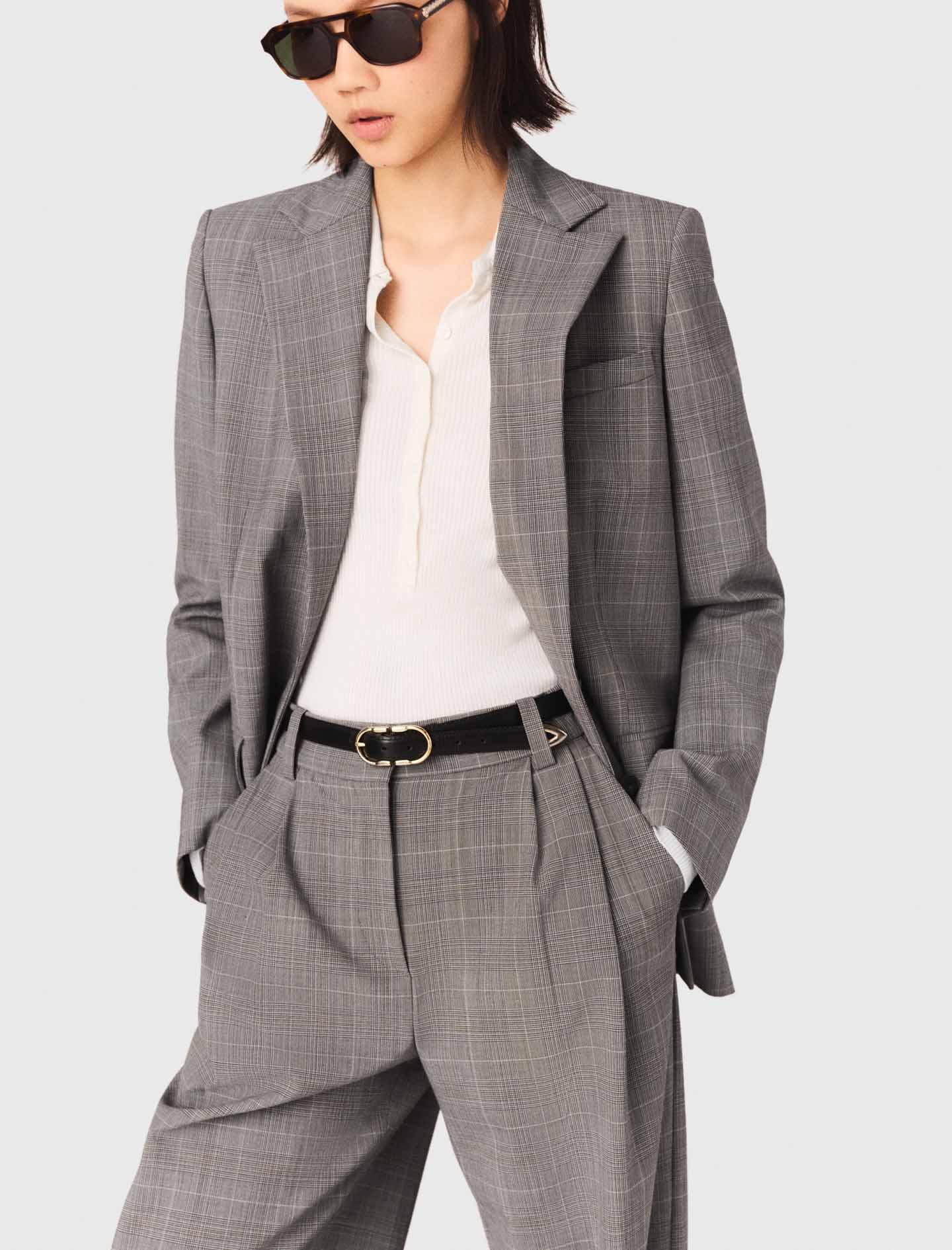 Checked Suit Jacket Grey - Image 5