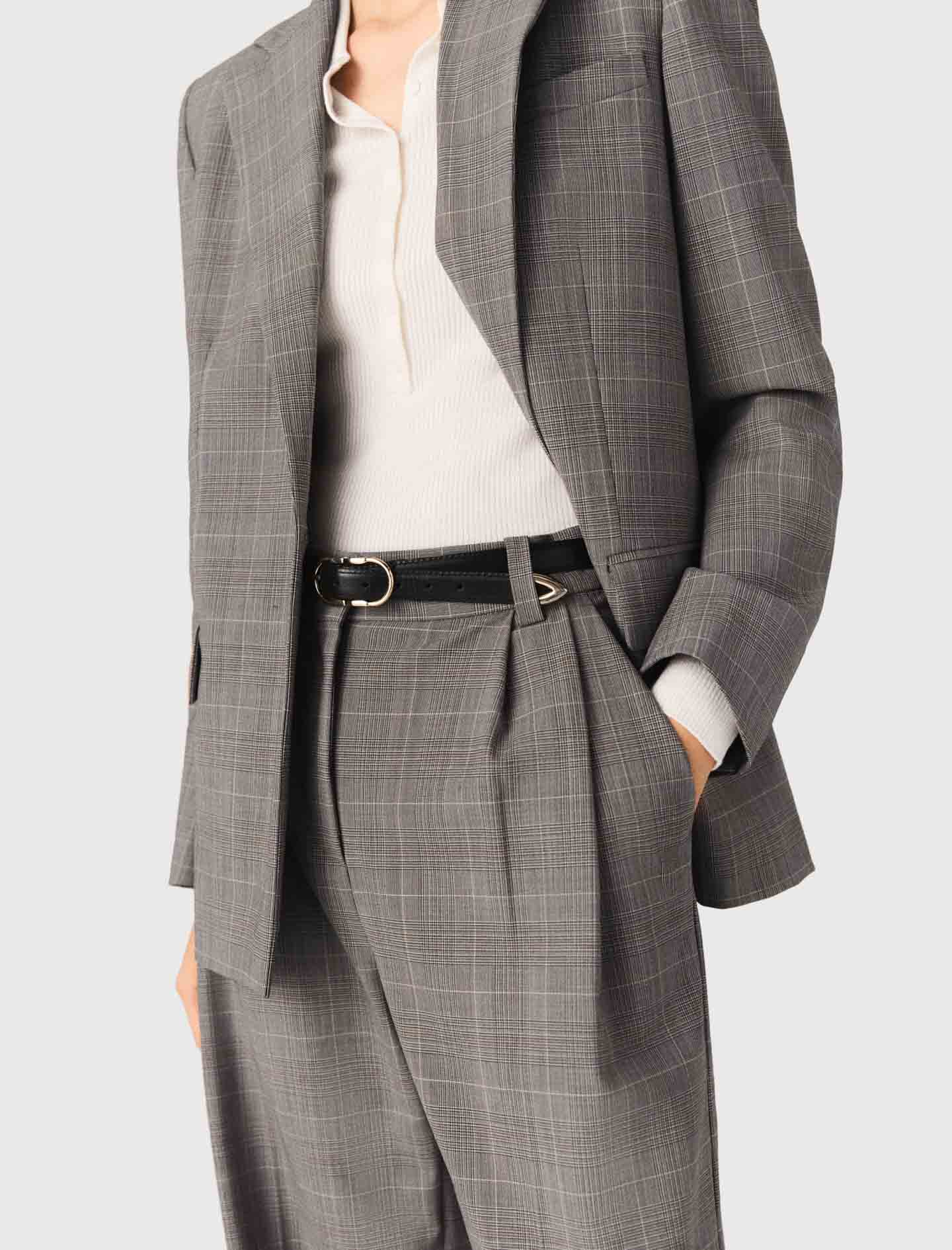 Checked Suit Jacket Grey - Image 6
