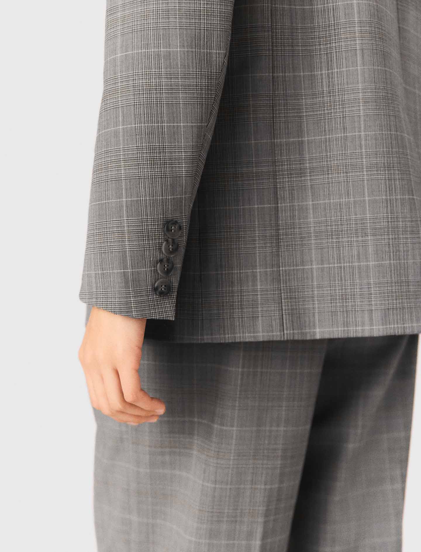 Checked Suit Jacket Grey - Image 7