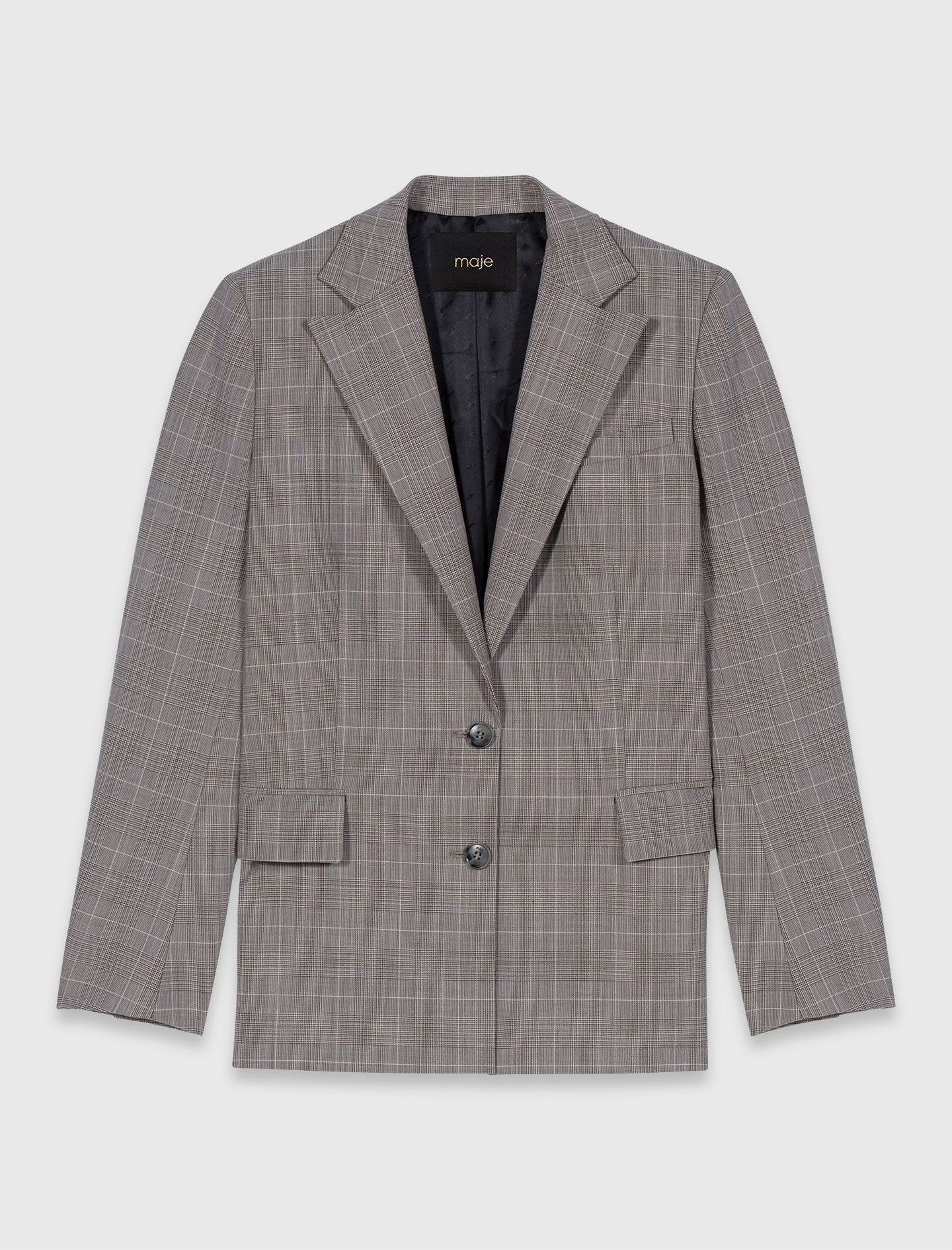 Checked Suit Jacket Grey - Image 8