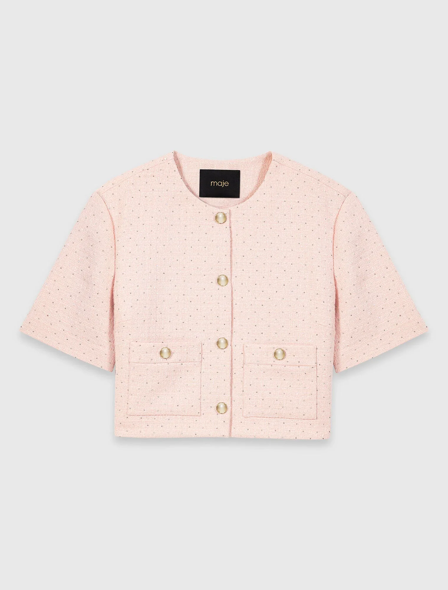 Short-Sleeved Tweed Jacket Pink - Image 7